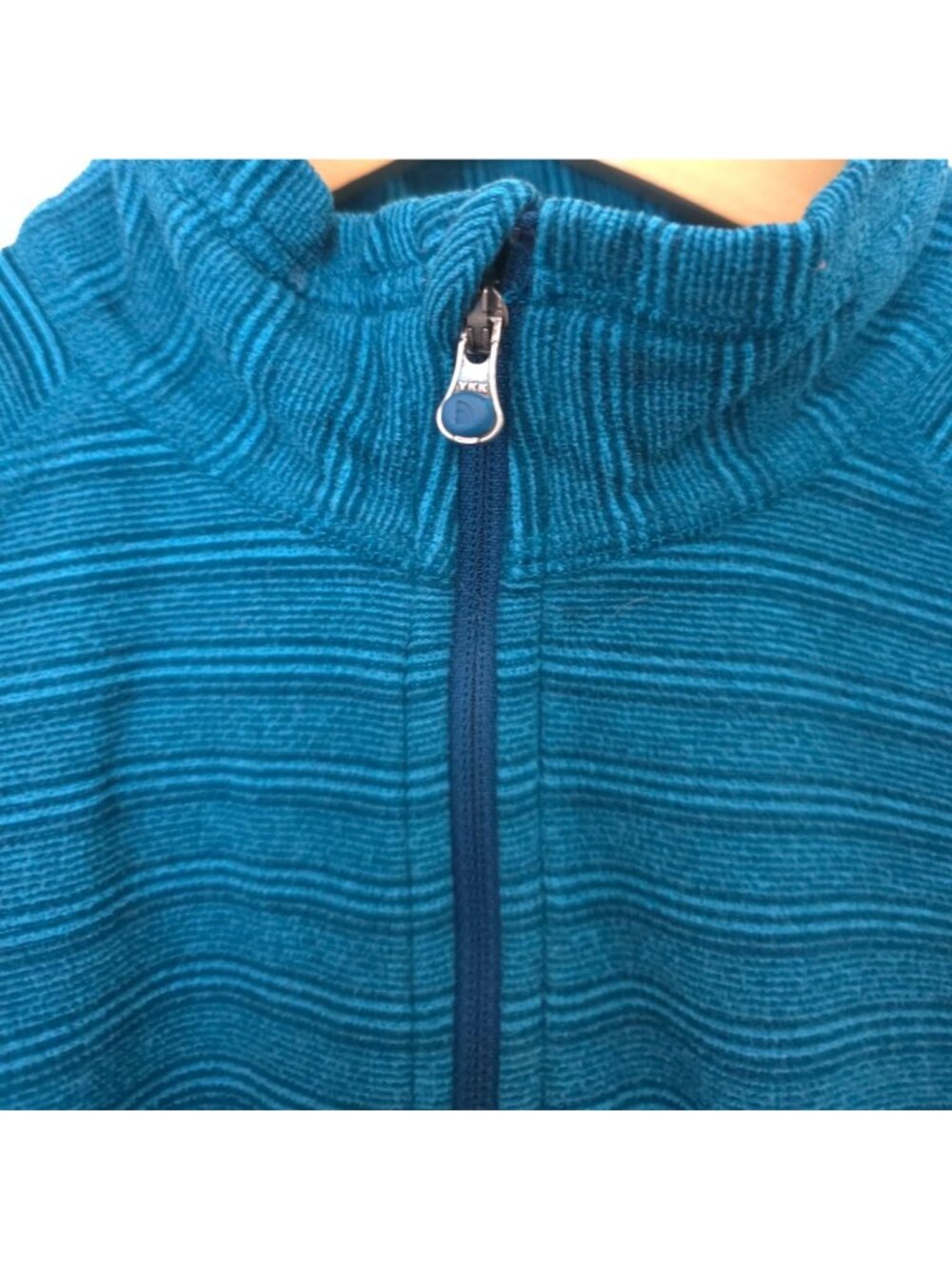 The North Face Polartec 1/4 Zip Blue Striped Lightweight Fleece Sweatshirt M - Picture 3 of 10